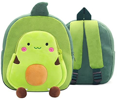 Kleinkind-Rucksack für Jungen und Mädchen, niedlicher weicher Plüsch-Tier-Cartoon-Mini-Rucksack, klein für Kinder von 2–6 Jahren, Avocadogrün, Einheitsgröße, Niedlicher Rucksack