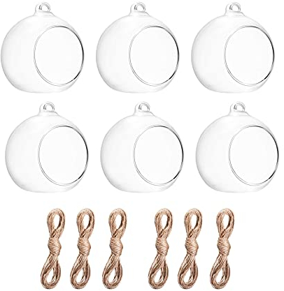BlogBlog Portacandele in Vetro da Appendere, Forma di Globo per Piante, Fiori, Terrario, Sfere per Micro Paesaggi Fai da Te, Casa, Ufficio, Matrimonio (8 cm, 6)
