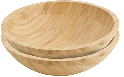 BIOZOYG Cuenco redondo de bambú para alimentos fríos y calientes, cuenco para sopa y pasta, plato de servir sostenible, vajilla de fiesta