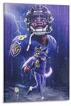 XINGSHANG American Football Poster Lamar Jackson Poster Leinwandkunst Poster und Wandkunstdruck Moderne Familiendekoration Poster 60 x 90 cm