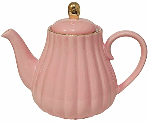 Eplze Strength - Tetera de porcelana (cerámica), diseño de rayas, color rosa
