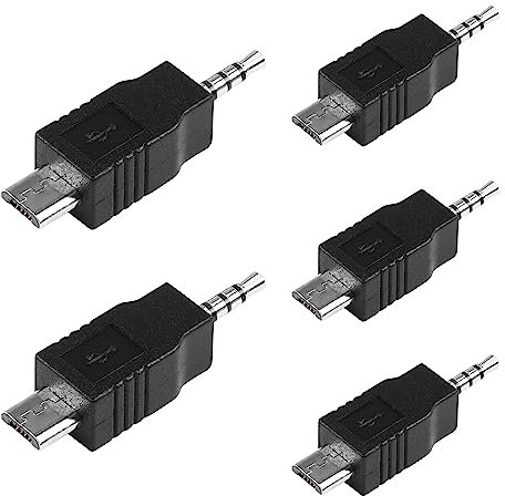 SinLoon Micro USB a 3.5mm Jack Audio Adapter 5Pcs 4 Ploe 3.5mm Macho a Micro USB Male Car AUX Convertidor de Salida de Audio para Adaptador de Auriculares Active Clip Mic (Micro USB to 2.5mm Jack)