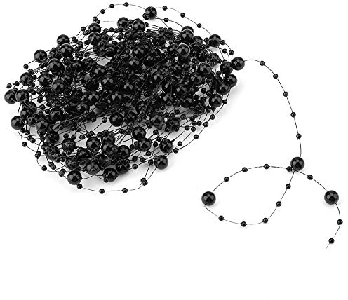 10 M Rolle Künstliche Perlen, Perlenkette, Girlande für DIY, Hochzeit, Party, Dekoration, Zubehör, Basteln (Schwarz)