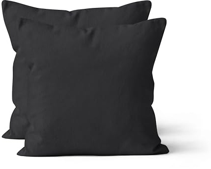 Devior 2er Set Kissenbezug Mikrofaser 40x40 cm, Schwarz – Kissenhülle mit Reißverschluss, Kopfkissenbezüge, Polsterbezug für Dekokissen, Oeko-Tex Zertifiziert, Allergiker geeignet, Atmungsaktiv