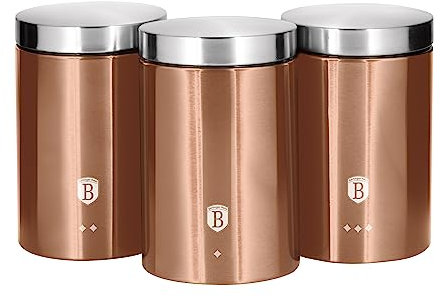 Berlinger Haus, Lot de 3 Boites de Rangement, Collection Rose Gold, Couleur métallique moderne, Facile à ouvrir et fermer, Qualité supérieure, en acier inoxydable, élégant