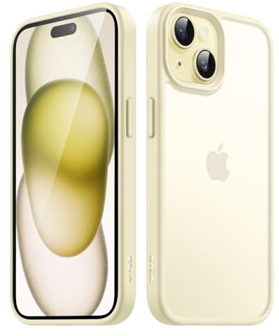 JETech Matte Case for iPhone 15 6.1-Inch, Shockproof Military Grade Drop Protection, Frosted Translucent Back Phone Cover, Anti-Fingerprint (Yellow)