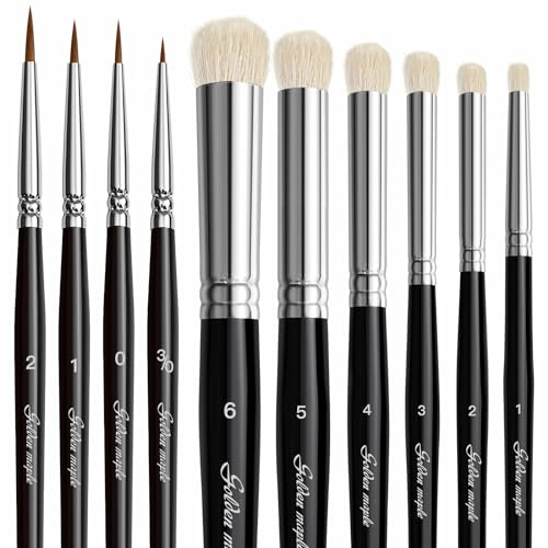 Drybrush Miniature Paint Brushes -10pcs Micro Detail Paint Brush Set, Small Fine Detail Brushes for Acrylics, Watercolors & Paint by Number, Figurine