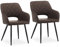 CLIPOP Esszimmerstühle, 2er Set, Polsterstühle mit Armlehnen, Metallbeine, Kunstleder Bezug, Kunstleder Braun, bis 150 kg belastbar, für Arbeitszimmer, Wohnzimmer, Schlafzimmer (2er, Kunstleder Braun)