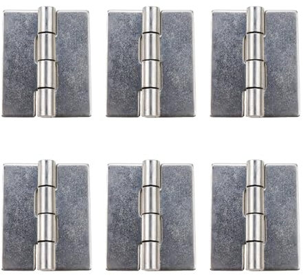 Nicerity 6 cerniere a saldare in acciaio inox, 40 x 32 mm, a testa piatta, in acciaio inox 304, design per cancelli pesanti, porte e rimorchi (argento)