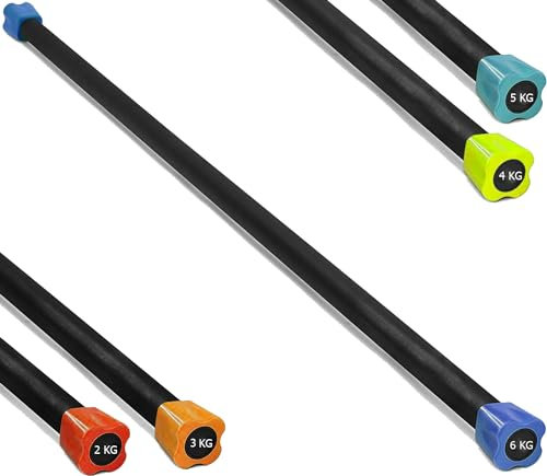 G5 HT SPORT Professionelle Body Bar mit Gewicht von 2 bis 6 kg Langhantelstange für Aerobic, Yoga, Pilates | Home Gym und Fitnessstudio (6 kg (Blau))