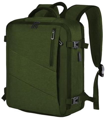 Leyrica Handgepäck Reiserucksack 45x36x20 für Easyjet, Rucksack Tasche Wasserdichter Flugzeug Reisetasche Travel Backpack Handkoffer 17 Zoll Laptop Tagesrucksack Schultasche (Grün)