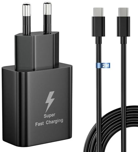 Schnellladegerät für Samsung Galaxy Ladekabel 25W USB C Ladegerät für Samsung Galaxy S24 S23 S22 S21 S20fe S10 S9 S8 A54 A53 5g A52 A51 A50 A34 A33 A13, Schnellladekabel 2m,Fast Charger Netzteil