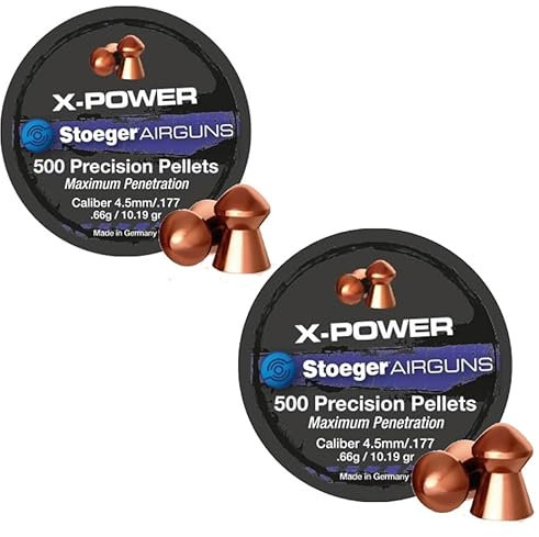 ECOMMUR Pack de balines/perdigones Stoeger X-Power (4,5 mm) | 500 uds por Caja. 0,66g por balín. Pack de 2 Cajas