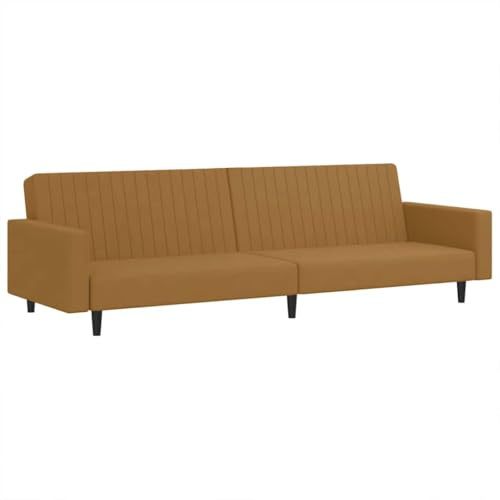 vidaXL Schlafsofa 2-Sitzer, Schlafcouch für Wohnzimmer Heimkino Büro, Gästebett mit Holzrahmen, Sofabett Tagesbett Couch Sofa Ausziehbar, Braun Samt