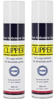 Clipper Gas Encendedor - 300ml - Pure Isobutano Pack de 2 DISPAU