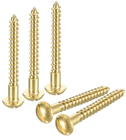QUARKZMAN Vis à Bois M4 x 40mm à Tête Ronde Fendue en Laiton, Vis Autotaraudeuses pour le Travail du Bois, 40 Pièces