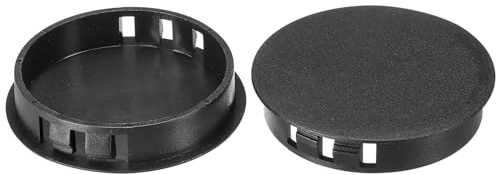 PATIKIL 50mm (2) Plastic Hole Plugs, 6Pcs Flush Type Round Hole Plugs Cover Snap in Locking Hole Tube for Table Kitchen Cabinet Furniture, Black