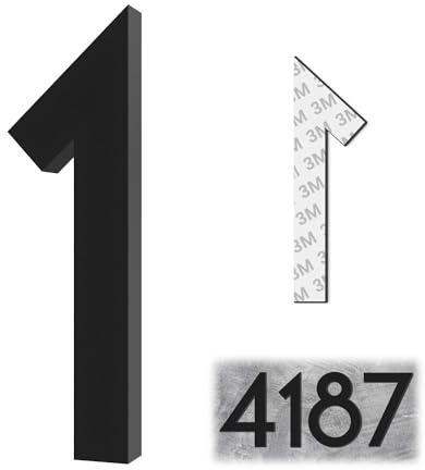 3 Inch Self-adhesive Mailbox Numbers, Modern House Numbers for Outside Address Numbers for House Office Hotel Room Apartment Easy to Install Strong adhesive backing (1, Black)