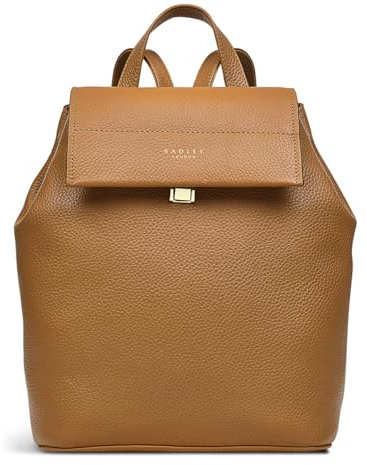 RADLEY London Rivington Medium Flapover Backpack for Women, in Caramel Grained Leather