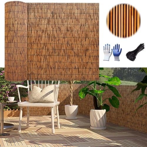 Canne Di Bambu Per Esterno Oscurante Recinzione Giardino Copri Ringhiera Balcone Esterno 50 60 70 80 90 100 110 120 130 140 150 160cm H Utile Per Occultamento, Delimitazione O Ombreggiatura
