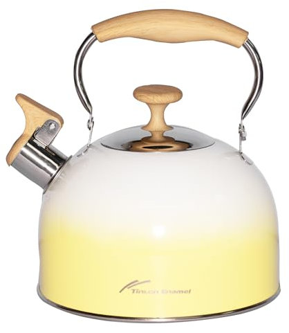 Tinlon Enamel Pfeifender Teekessel aus 304 Edelstahl, 2,2 l, Teekanne mit Herdplatte, Kaffeekanne