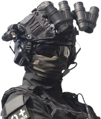 TS TAC-SKY Mit Taktik-Headset, Helmbezug, NVG-Halterung, Teleskopmodell, Paintball-Ausrüstung, Airsoft-Schnellhelm-Set, Militärtaktik, Vollgesichts-Schutzhelmvisier(H)