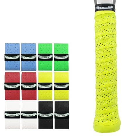 G-Lueck 12er Set Tennis Overgrip Talent Grip mit Perforation | 0,50-0,60mm Stärke | Griffband für Squash Badminton Schläger mit Selbstklebendem Abschlußband | sehr griffig, Anti-Rutsch (Mix 1)