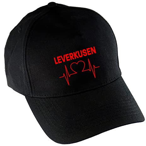 multifanshop Baseballcap - Leverkusen - Herzschlag - Druck rot - Mütze Größe one Size schwarz