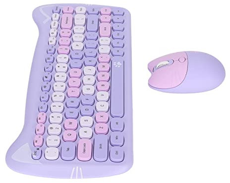 Ensemble Clavier et Souris sans Fil en Forme de Chat Mignon, Technologie Faible Consommation pour Les Jeux, Ordinateurs de Bureau, Tablettes de Conférence (Couleur mélangée