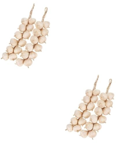 Zerodeko Zwiebelzopf 2 Sätze Künstlicher Knoblauch Künstliches Gemüse Lebensechter Weißer Knoblauch Knoblauchornament Knoblauchknolle Pflanzliches Simulation Knoblauch Zwiebel 2 Stück * 2