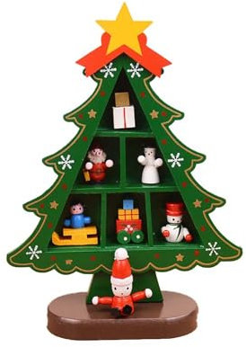 Allbestop Pied Écran Pc Portable bois pour sapin de Noël à faire soi-même, ornements pour vitrines de centres commerciaux pour enfants Accessoire Bureau Rangement (D, 14X18CM)