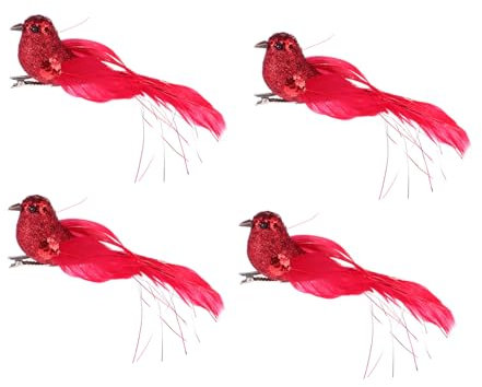 KOMBIUDA 4 Stück Künstliche Vögel Mit Clip Weihnachtsbaumschmuck Figuren Heimdekor Vogelmodell Für Party Und Feiertage