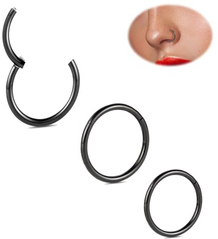 hengkaixuan 3 PCS Nasenbügel Ring Sets Titan Septum Ring Conch Piercing Schmuck 20G 18G 16G Ohrläppchen Hoop Earring Nahtlose Clicker Ring Helix Tragus Knorpel Lippen Ohrringe 6mm bis 12mm
