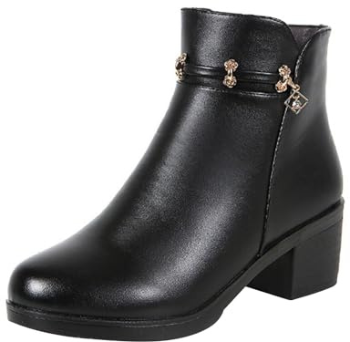 Generico Stivali Donna Invernali Tacco Basso, Tronchetti Donna Comoda Eleganti, Scarponcini Casual Boots Impermeabile Neri Stivali Donna Bassi, Chelsea Boots Donna