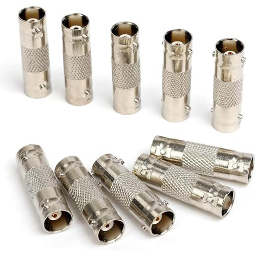 BNC Connector Female to Female Coupler - Adapter for CCTV Camera Video SDI/BNC Cable Joining and Extension, Pack of 10