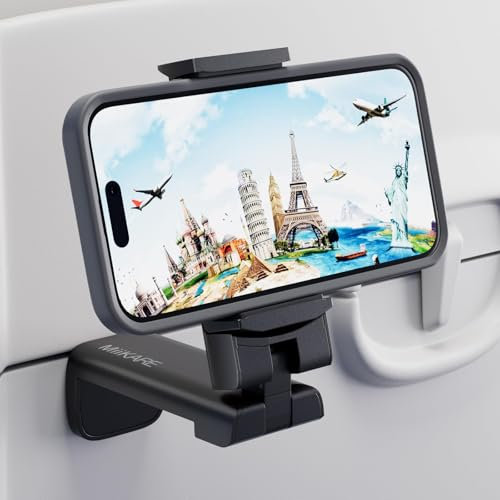 2 Pcs Airplane Mobile Phones Holder 360° Rotatable Mobile Phone Holder for Flight Essentials Compatible with iPhone/Galaxy Android Phones Travel Mobile Phone Holder for Plane, Travelling