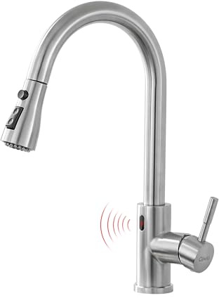 GIMILI Grifo de cocina sin contacto con pulverizador extraíble | Grifo de fregadero activado inteligente manos libres con sensor de movimiento