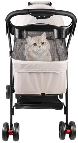 Hundebuggy, Kinderwagen für mittelgroße Hunde, 25 kg, Kinderwagen mit 4 Rädern für Hunde und Katzen, zusammenklappbarer Kinderwagen für Reisen im Freien, 50 x 65 x 99 cm – Grau