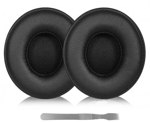 Almohadillas de Repuesto Premium para Auriculares On-Ear, Compatible con Modelos Solo 2 y Solo 3, Espuma de Memoria y Cuero de Proteína, Aislamiento Superior de Sonido - Negro
