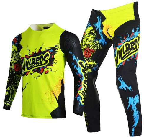 Willbros Jugend Motocross Hose und Jersey Kombination für Kinder Jungen MX Fahrrad Motorrad Offroad Rennen Enduro MTB ATV Sport