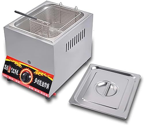 HPTHLY Freidora De Gas De 8L para Uso Comercial De Escritorio, Freidora De Glp De Acero Inoxidable para Exteriores, Ideal para Pollo Frito, Papas Fritas Y Restaurantes,8L-Without Hanging Rod