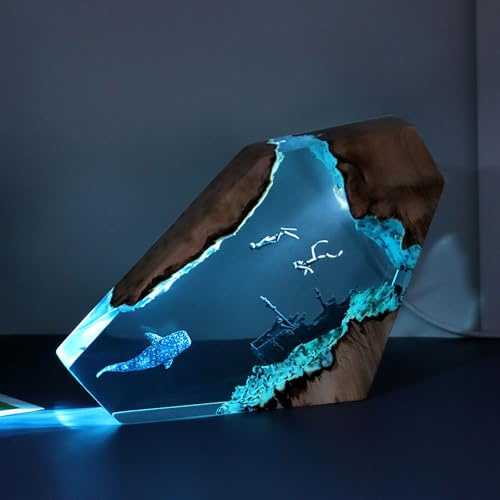 Ghzste Harz Ozeanlampe, Harz -Nacht -Lampe, Ozean Nachtlicht, Handgefertigte Multi -Farbe -einzigartige Handgefertigte Dekorative Schlafzimmertischlampe für Home Office