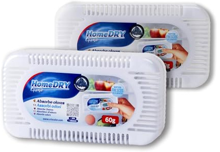 Pack de 2 Absorbe Olores Nevera 60g con Carbón Activo – Neutralizador Natural de Olores para Frigorífico, Mantiene Frescos los Alimentos