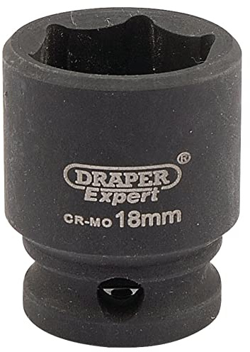 Draper 6878 3/8 Square Drive Hi-Torq 6 Point Impact Socket, 18 mm Size, Black