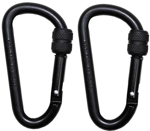 MFH Karabiner, Schraubverschluss, D 8mmx8cm, 2er Pack, schwarz