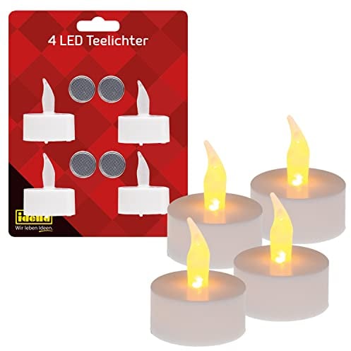 Idena 408998 - Candele a LED con luce tremolante, batterie incluse, decorazione per matrimoni, feste, Natale, Pasqua, come luce d'atmosfera in Plastica, Bianco