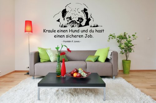 blattwerk-design Wandtattoo - Spruch mit Mops: Kraule einen Hund und du hast einen sicheren Job. M042 Flieder