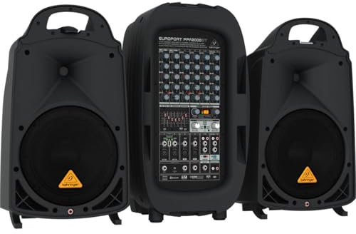 Behringer EUROPORT PPA2000BT Ultra-Compact 2000-Watt 8-Channel Portable PA System with Bluetooth Technology, Wireless Microphone Option, Klark Teknik Multi-FX Processor, FBQ Feedback Detection