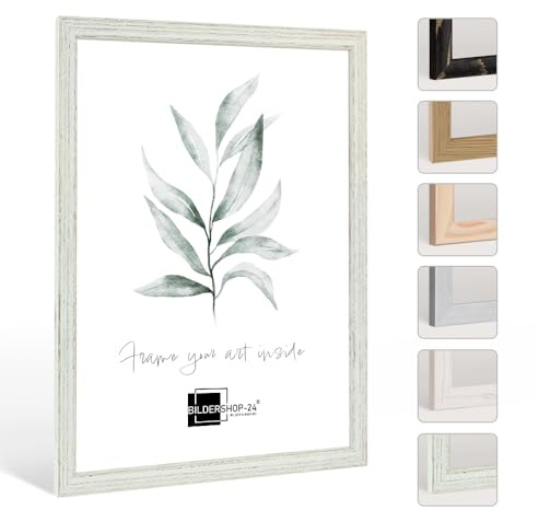 Bildershop-24 Bilderrahmen Clara 30 X 40 cm Eiche Creme im Landhaus Shabby Chic Vintage Stil