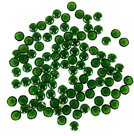 Rastogi handicrafts RASTOGI Kunsthandwerk Aufsteller, Glas Gems für Vase, Tütenfüller, Hochzeit Dekoration PEBBLES eine Seite flach 100 PCS (Größe – 12 mm) grün